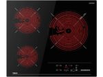 TEKA Placa vitrocerámica - Teka TBC 63620, 3 Zonas, 27 cm Zona Grande, 60 cm, 5300W, Táctil, Negro