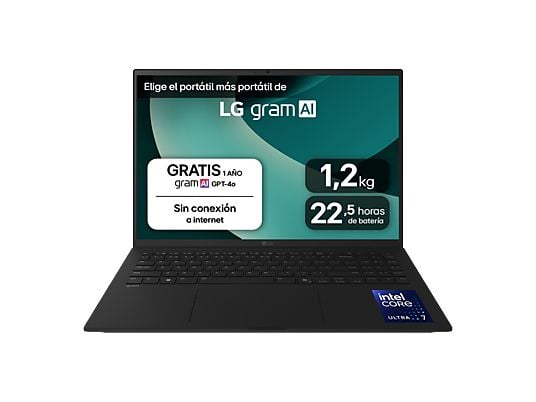 1610859_1 LG Portátil - LG 16ZD90T-G.AX88B, 16" WQXGA, Intel® Core™ Ultra 7-255H, 13 TOPS, 32 GB RAM, 1 TB SSD, Arc™ GPU, Sin sistema operativo - Imagen 1
