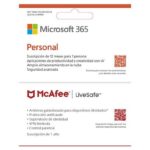 Pack Microsoft Office 365 Personal + Antivirus McAfee LifeSafe, Suscripción 1 año (Formato Físico)