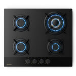 KLARSTEIN Placa de gas - KLARSTEIN Goldflame Nano Matte, 4 zonas, 60 cm, Negro