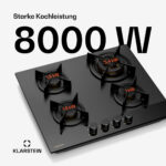KLARSTEIN Placa de gas - KLARSTEIN Goldflame Nano Matte, 4 zonas, 60 cm, Negro - Imagen 2