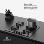 KLARSTEIN Placa de gas - KLARSTEIN Goldflame Nano Matte, 4 zonas, 60 cm, Negro - Imagen 4