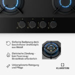 KLARSTEIN Placa de gas - KLARSTEIN Goldflame Nano Matte, 4 zonas, 60 cm, Negro - Imagen 5