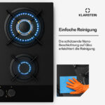 KLARSTEIN Placa de gas - KLARSTEIN Goldflame Nano Matte, 4 zonas, 60 cm, Negro - Imagen 6