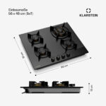 KLARSTEIN Placa de gas - KLARSTEIN Goldflame Nano Matte, 4 zonas, 60 cm, Negro - Imagen 7