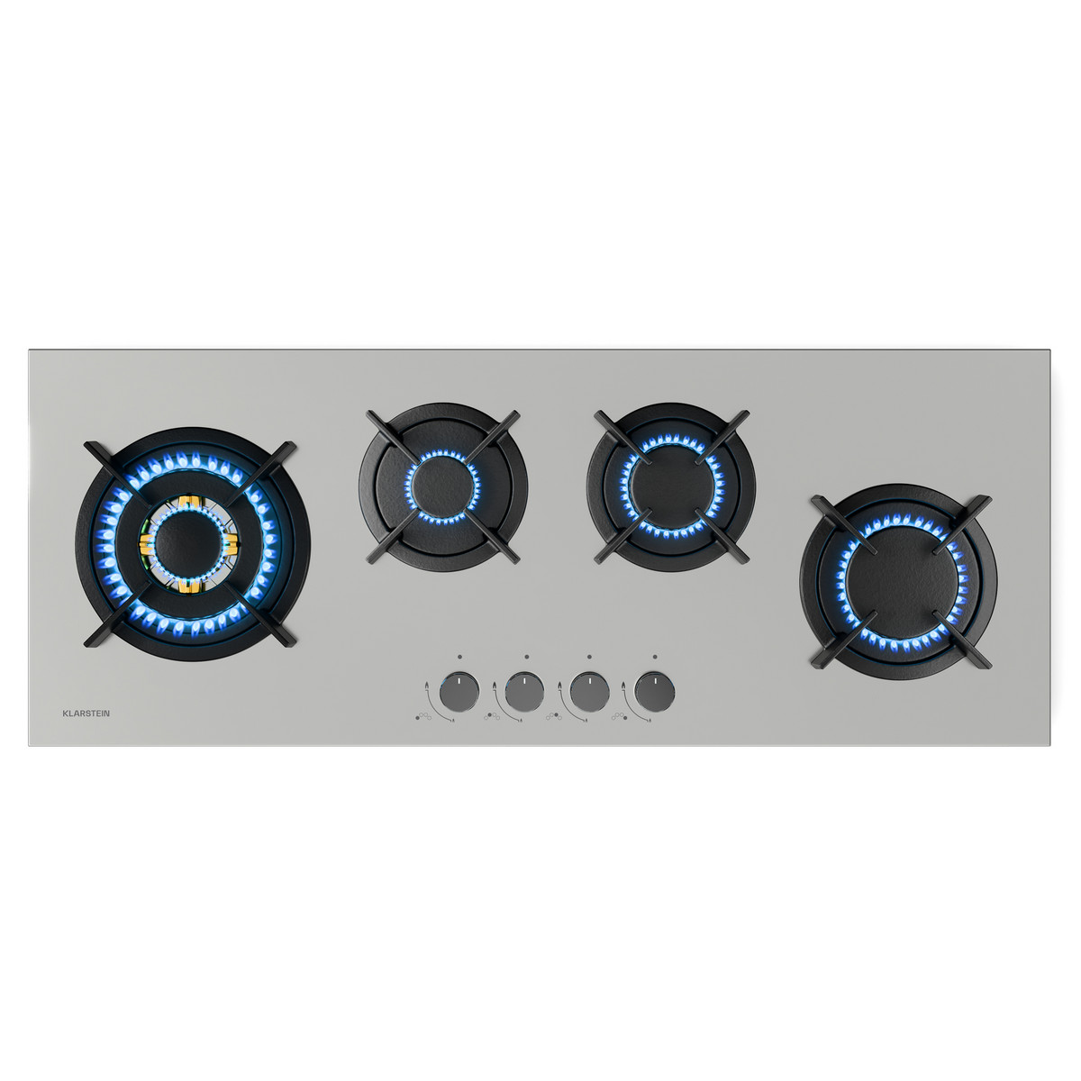 166116264_1 KLARSTEIN Placa de gas - KLARSTEIN Goldflame Slim, 4 zonas, 90 cm, Plata - Imagen 1