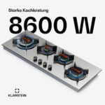 KLARSTEIN Placa de gas - KLARSTEIN Goldflame Slim, 4 zonas, 90 cm, Plata - Imagen 2