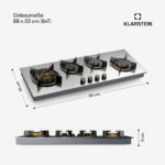 KLARSTEIN Placa de gas - KLARSTEIN Goldflame Slim, 4 zonas, 90 cm, Plata - Imagen 7