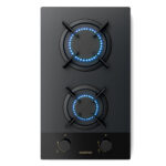 KLARSTEIN Placa de gas - KLARSTEIN Goldflame Nano Matte, 2 zonas, 29,40 cm, Negro