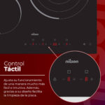 NILSON Placa de vitrocerámica - NILSON NV3600, 3 zonas, 59 cm, Cristal negro - Imagen 2