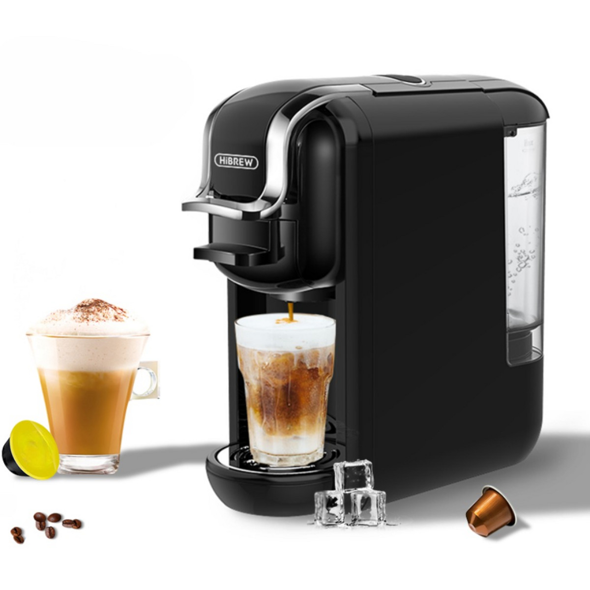 168927077_1 HIBREW Cafetera de cápsulas - HIBREW H2A, 19 bar, 1450 W, Negro / Blanco - Imagen 1