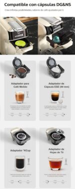 HIBREW Cafetera de cápsulas - HIBREW H1B, 20 bar, 1450 W, Negro / Beige - Imagen 7