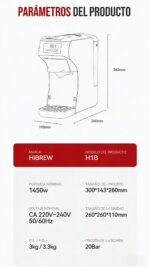 HIBREW Cafetera de cápsulas - HIBREW H1B, 20 bar, 1450 W, Negro / Beige - Imagen 8