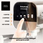 TAURUS Cafetera espresso - TAURUS Euforia Digital, 20 bar, 1350 W, Plata - Imagen 4