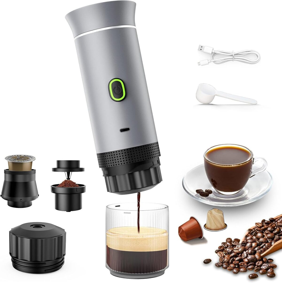 172581690_1 PLANET Cafetera portátil - PLANET KF-JN-02 PORTÁTIL, 72 W, 60 ml, Plata - Imagen 1