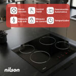 NILSON Placa de vitrocerámica - NILSON NV4600, 4 zonas, 59 cm, Cristal negro - Imagen 4