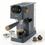 BRIEBE Cafetera express - BRIEBE EC1180GRY, Nordic, 1350 W, 1,2 l, 2 tazas, Gris