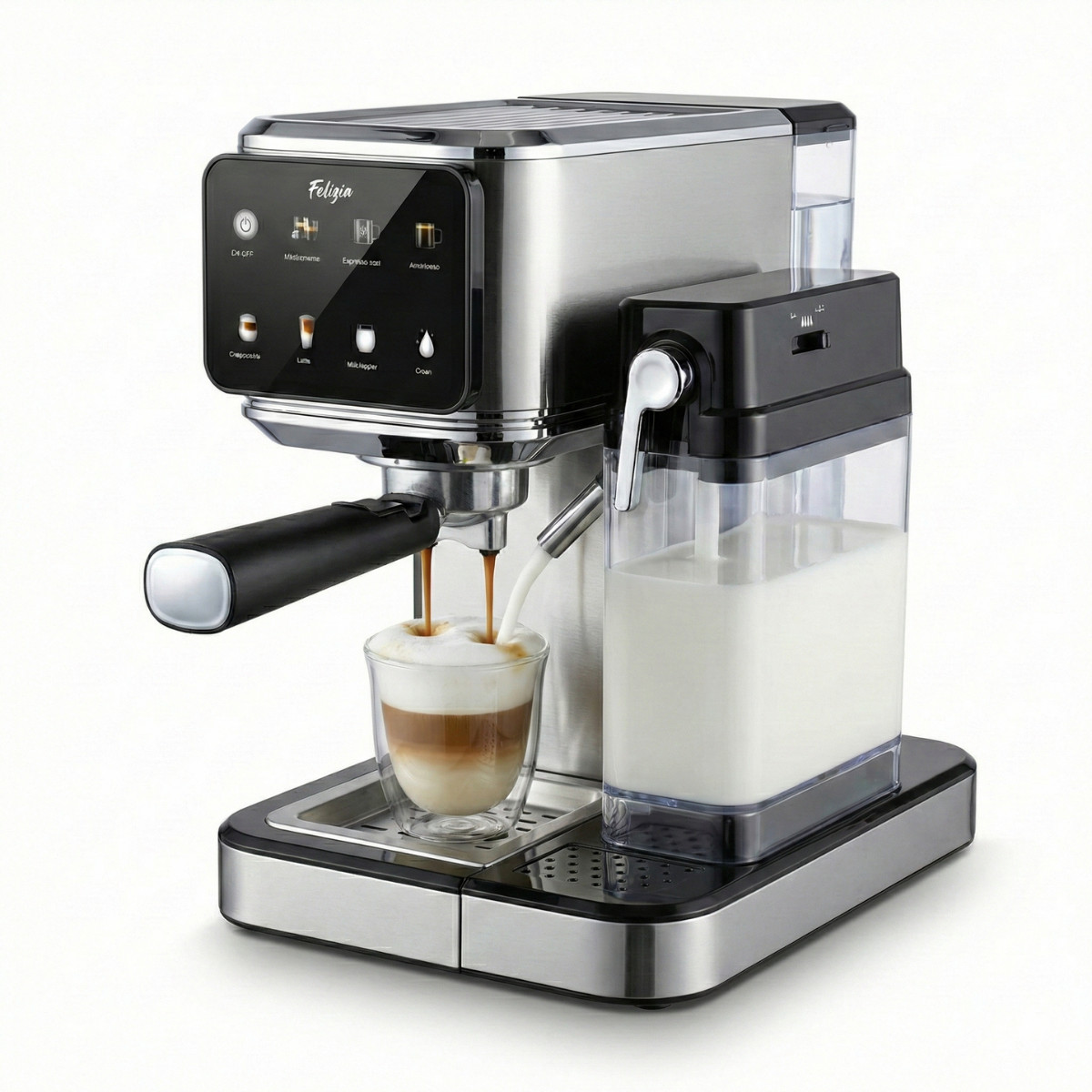 174770385_1 XSQUO USEFUL TECH Cafetera semiautomática - XSQUO USEFUL TECH Felizia Latte - Cafetera Espresso Semiautomática 20 Bares, Gris - Imagen 1