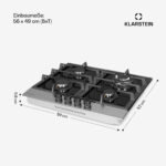 KLARSTEIN Placa de gas - KLARSTEIN Alchemist, 4 zonas, 58,30 cm, Plata - Imagen 7