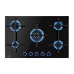 KLARSTEIN Placa de gas - KLARSTEIN Illuminosa 5, 5 zonas, 76 cm, Negro