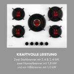 KLARSTEIN Placa de gas - KLARSTEIN Goldflame 5, 5 zonas, 70 cm, Blanco - Imagen 6