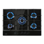 KLARSTEIN Placa de gas - KLARSTEIN Ignito 5, 5 zonas, 75 cm, Negro