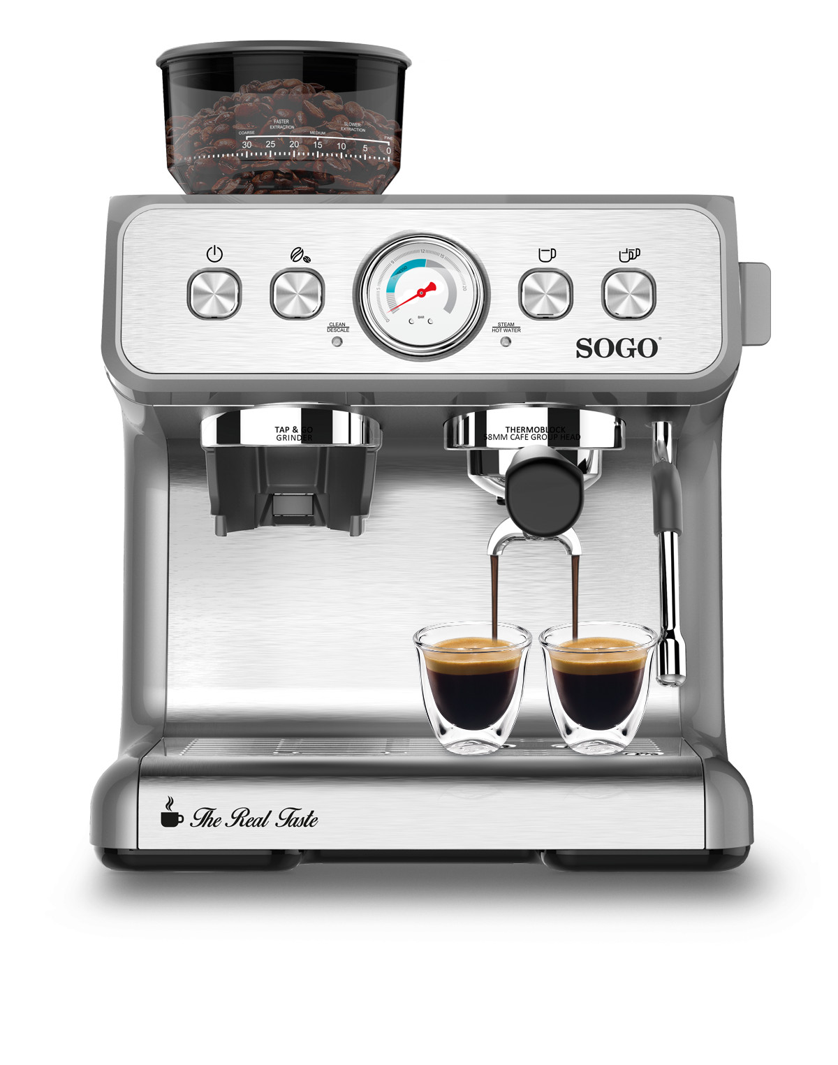 88951692_1 SOGO Cafetera - SOGO CAF-SS-5690, 15 bar, 1550 W, Plata - Imagen 1