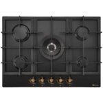 SOLTHERMIC Encimera gas - SOLTHERMIC BL032 Placa de Gas Rustica 70 cm, 5 zonas, 70 cm, Negro