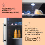 KLARSTEIN Nevera pequeña - KLARSTEIN Beersafe XL, Altura 630 mm, Acero Inoxidable - Imagen 4