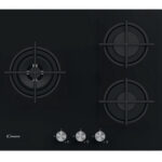 CANDY Placa de gas - CANDY CSG63B4PB, 3 zonas, 595 mm, Negro