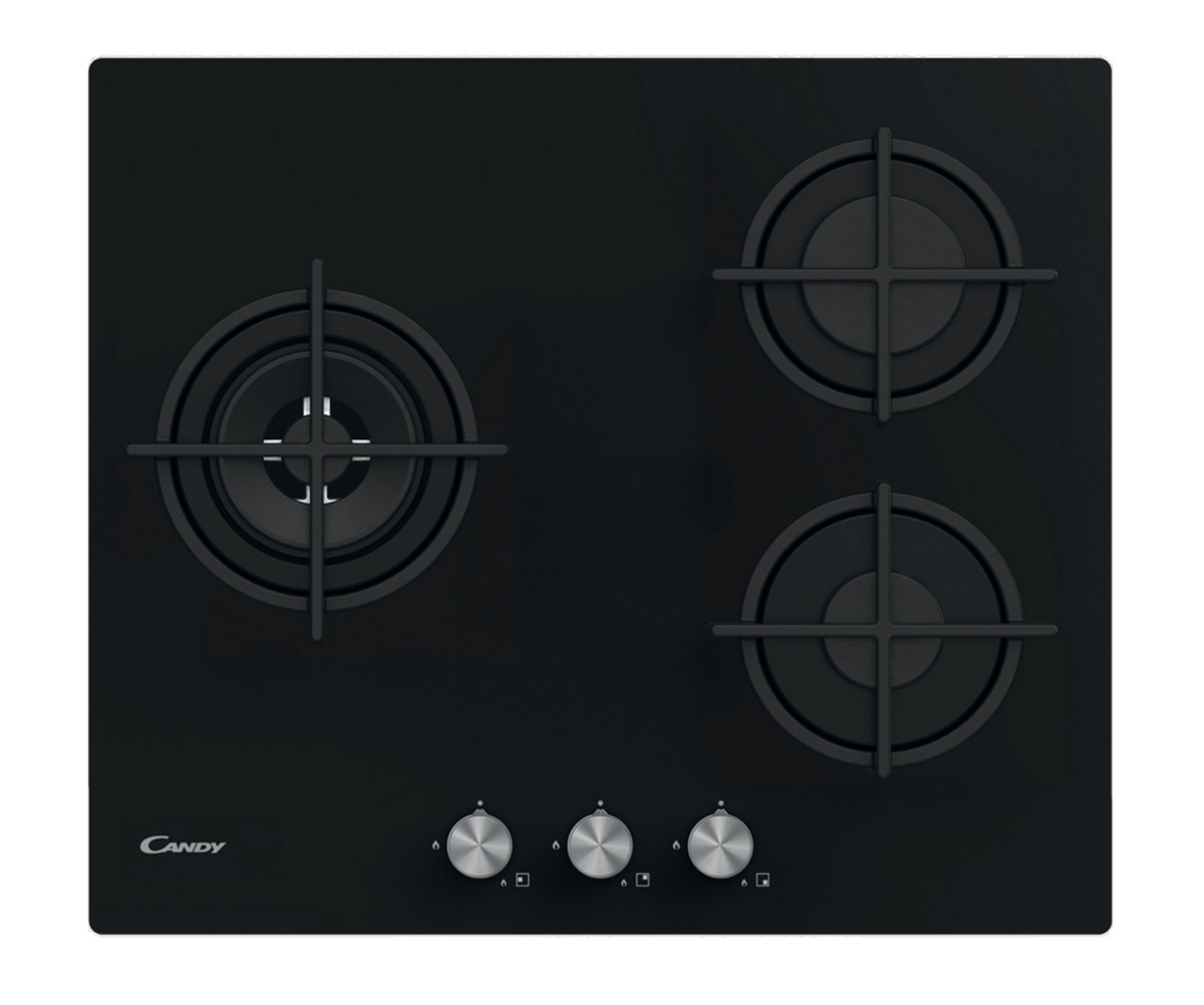 94369657_1 CANDY Placa de gas - CANDY CSG63B4PB, 3 zonas, 595 mm, Negro - Imagen 1
