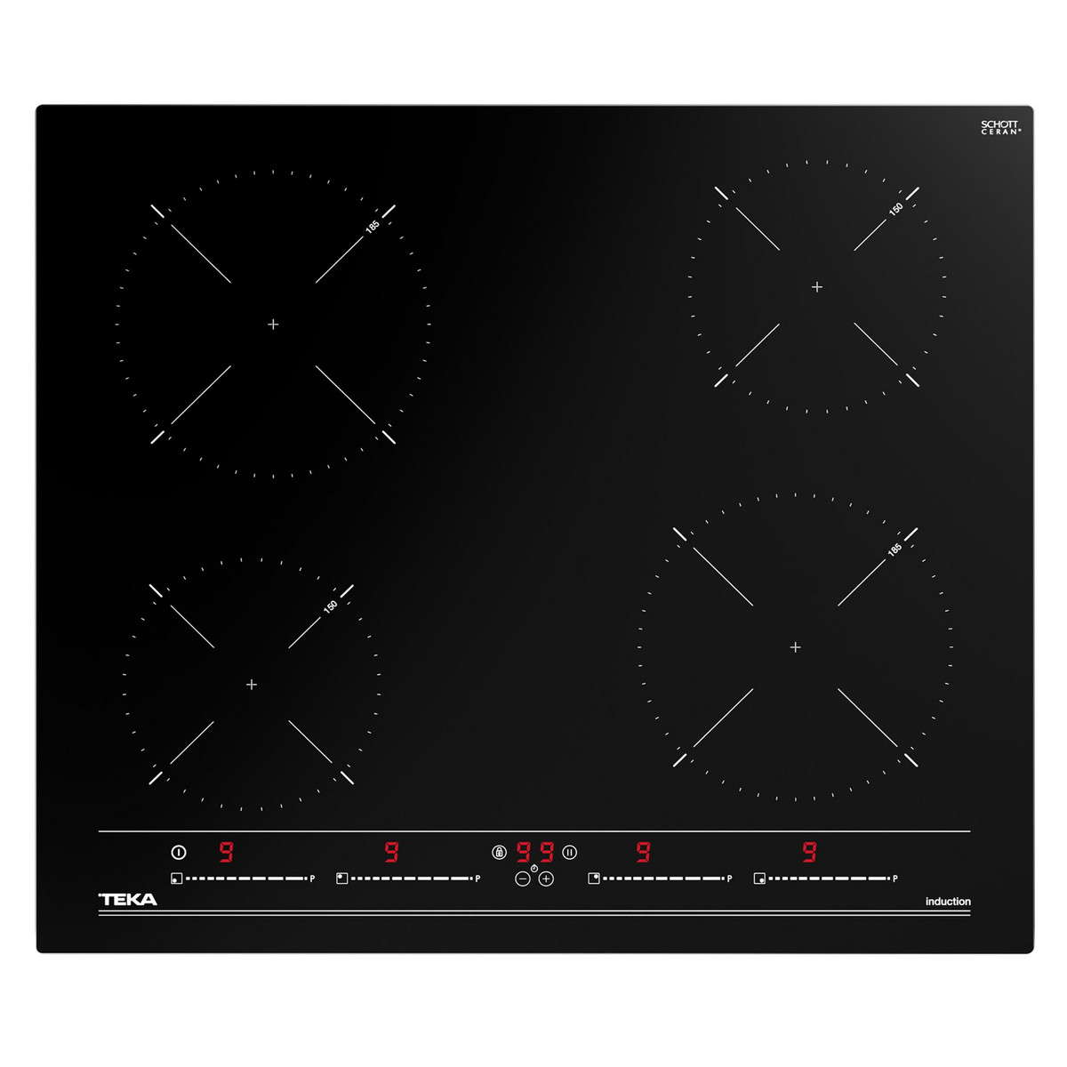 94570419_1 TEKA Placa de vitrocerámica - TEKA IBC 64010, 4 zonas, 600 mm, Negro - Imagen 1