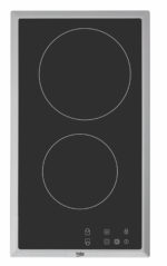 BEKO Placa de vitrocerámica - BEKO 7724088302, 2 zonas, 288 mm, Acero inoxidable