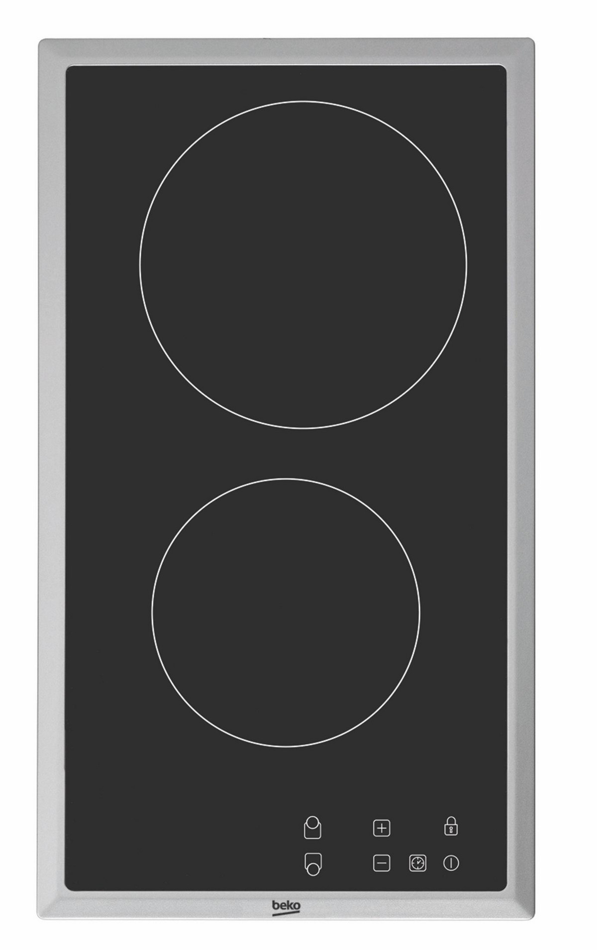 94570514_1 BEKO Placa de vitrocerámica - BEKO 7724088302, 2 zonas, 288 mm, Acero inoxidable - Imagen 1