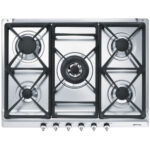 SMEG Placa de vitrocerámica - SMEG SE70SGH-5, 5 zonas, 685 mm, Acero inoxidable