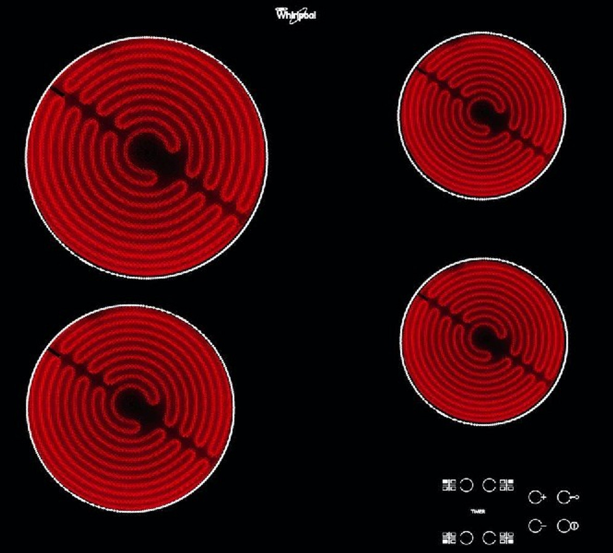 99529382_1 WHIRLPOOL Placa de vitrocerámica - WHIRLPOOL AKT 8090/NE, 4 zonas, 580 mm, Negro - Imagen 1