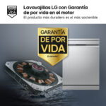 LG Lavavajillas - LG DF375HVS, 14 servicios, 10 programas, 60 cm, LED táctil, Tercera bandeja, TrueSteam™, QuadWash™, Inox antihuellas - Imagen 4