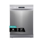 HISENSE Lavavajillas - Hisense HS623D10X, 14 servicios, 7 programas, 60 cm, Media Carga, Tercera bandeja, Inox