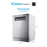 CANDY Lavavajillas - Candy Rapido' CF 6B2S3PSX, 16 servicios, 10 programas, 60 cm, Motor Inverter, Wi-Fi, Inox - Imagen 3