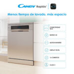 CANDY Lavavajillas - Candy Rapido' CF 6B2S3PSX, 16 servicios, 10 programas, 60 cm, Motor Inverter, Wi-Fi, Inox - Imagen 4