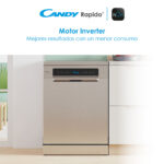 CANDY Lavavajillas - Candy Rapido' CF 6B2S3PSX, 16 servicios, 10 programas, 60 cm, Motor Inverter, Wi-Fi, Inox - Imagen 5