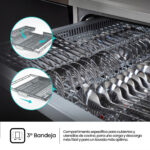 HISENSE Lavavajillas - Hisense HS543D10X, 11 servicios, 8 programas , 44.8 cm, Motor Inverter, Tercera bandeja, Inox - Imagen 6