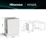 HISENSE Lavavajillas integrable - Hisense HV16D5, 16 servicios, 6 programas, 59.8 cm, Cestas flexibles, Tres programas, Sin Panelar - Imagen 2